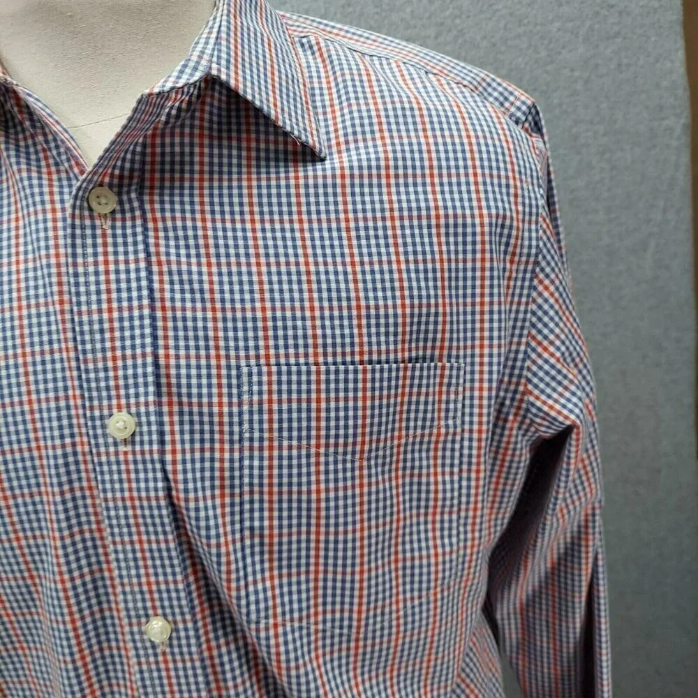 Banana Republic Long Sleeve Button Down Dress Shirt Red/Blue Plaid Men's Medium